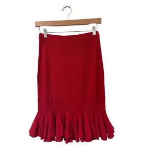 Ralph Lauren Rugby Red Wool Pleated Skirt Size XS